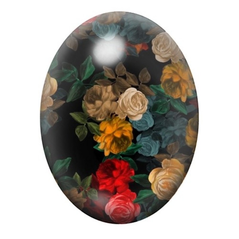 Cabochon en Verre Illustré Fleurs 13x18, 18x25 ou 30x40mm