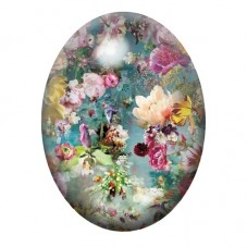 Cabochon en Verre Illustré Jardin Romantique aux Roses Multicolores 13x18, 18x25 ou 30x40mm pour la création de bijoux fantaisie