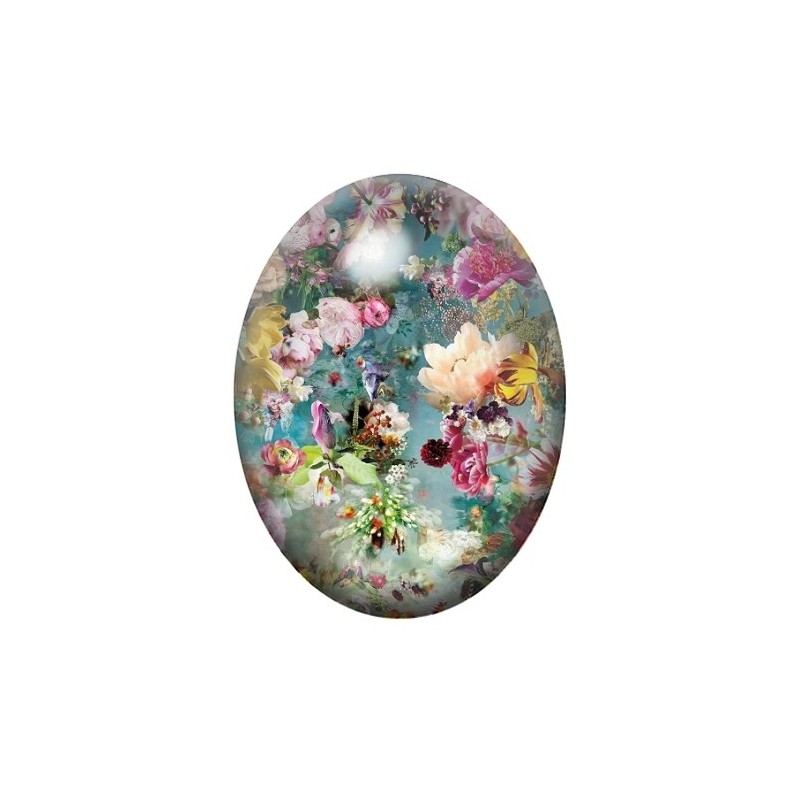 Cabochon en Verre Illustré Fleurs 13x18, 18x25 ou 30x40mm
