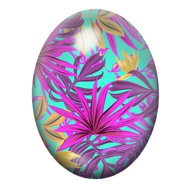 Cabochon en Verre Illustré Fleurs 13x18, 18x25 ou 30x40mm