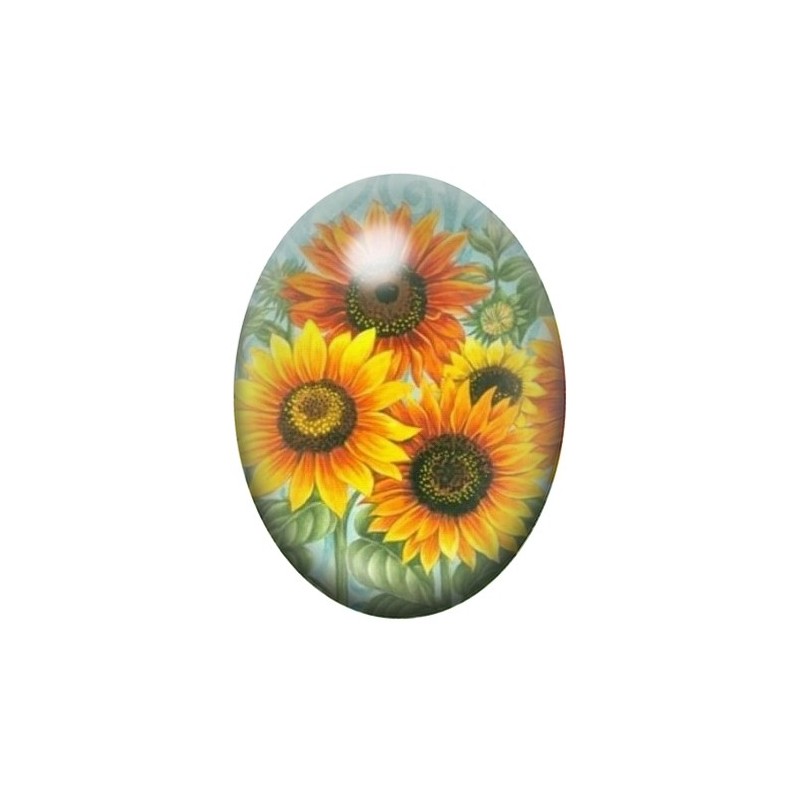Cabochon en Verre Illustré Fleurs 13x18, 18x25 ou 30x40mm