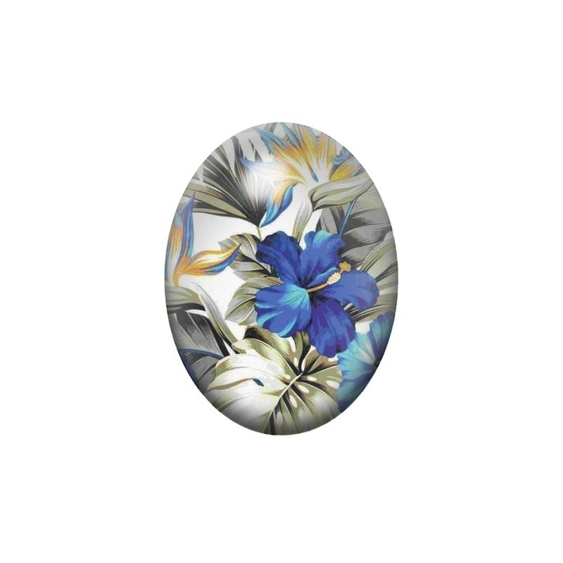 Cabochon en Verre Illustré Fleurs 13x18, 18x25 ou 30x40mm