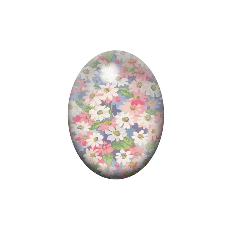 Cabochon en Verre Illustré Fleurs 13x18, 18x25 ou 30x40mm