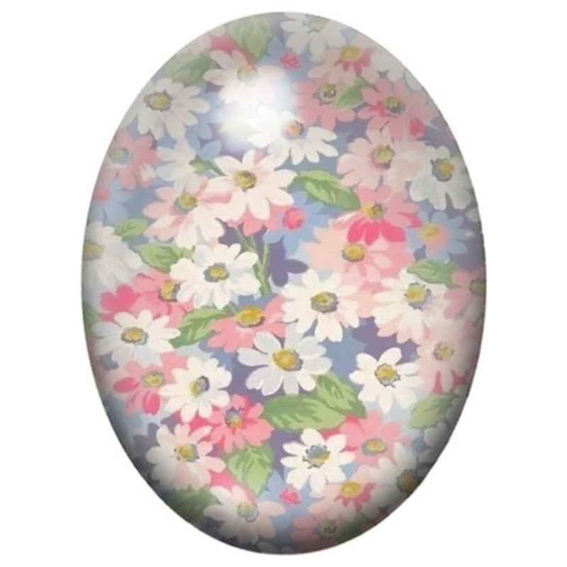 Cabochon en Verre Illustré Petites Marguerites Pastel 13x18, 18x25 ou 30x40mm