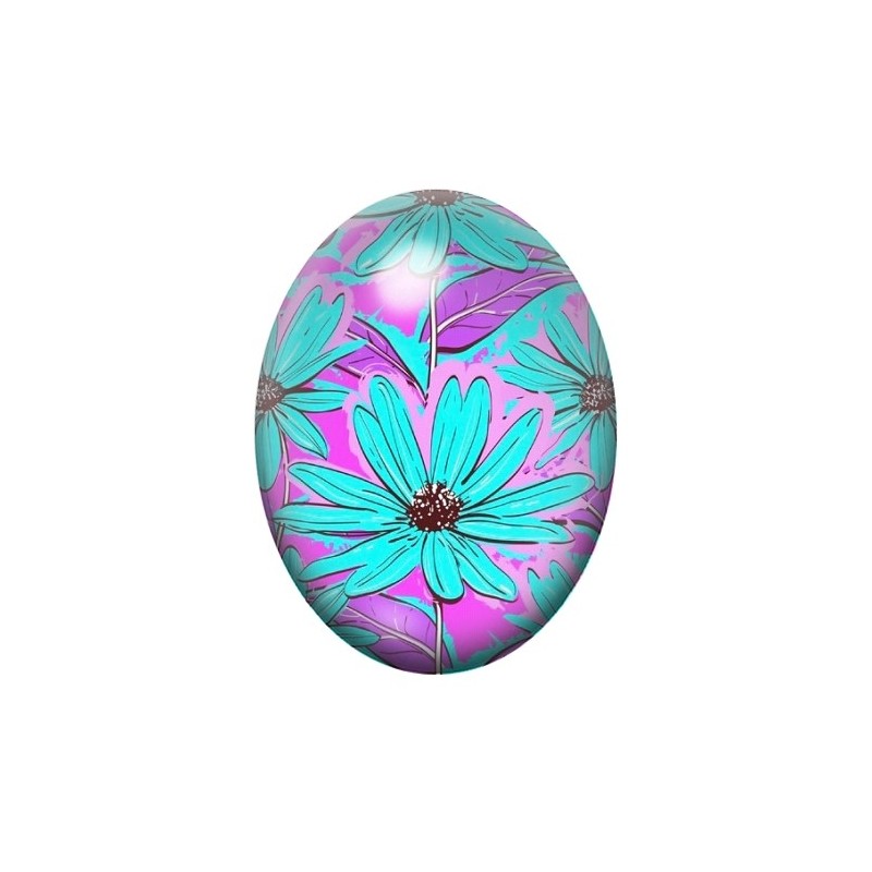 Cabochon en Verre Illustré Fleurs 13x18, 18x25 ou 30x40mm