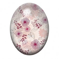 Cabochon en Verre Illustré Fleurs Roses au Trait Fin 13x18, 18x25 ou 30x40mm pour la création de bijoux fantaisie - DIY