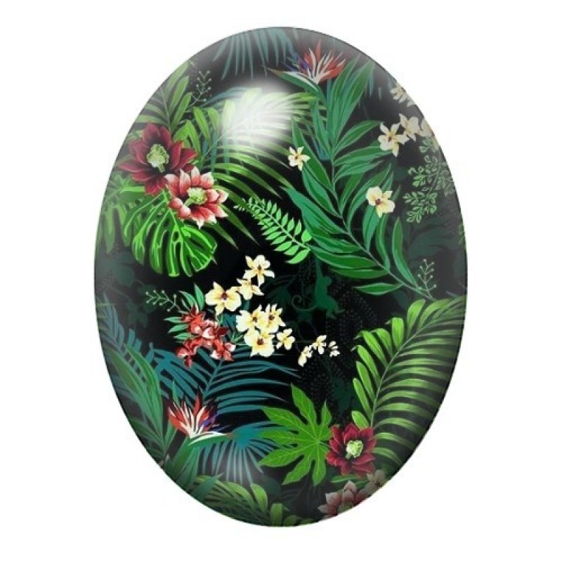 Cabochon en Verre Illustré Fleurs 13x18, 18x25 ou 30x40mm