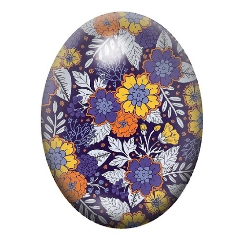 Cabochon en Verre Illustré Fleurs 13x18, 18x25 ou 30x40mm