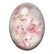 Cabochon en Verre Illustré Roses Poudrées sur Fond Ivoire 13x18, 18x25 ou 30x40mm pour la création de bijoux fantaisie - DIY