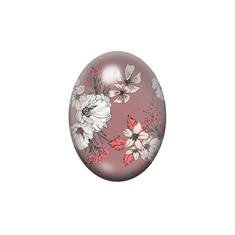 Cabochon en Verre Illustré Fleurs 13x18, 18x25 ou 30x40mm