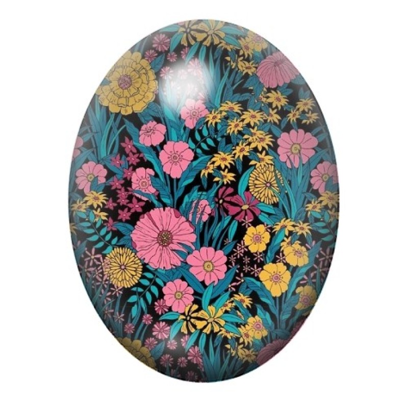 Cabochon en Verre Illustré Fleurs 13x18, 18x25 ou 30x40mm