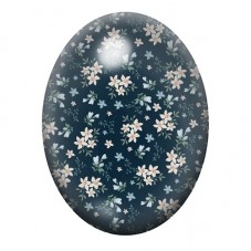 Cabochon en Verre Illustré Petites Fleurs Blanches sur Fond Bleu Nuit 13x18, 18x25 ou 30x40mm pour la création de bijoux fantais