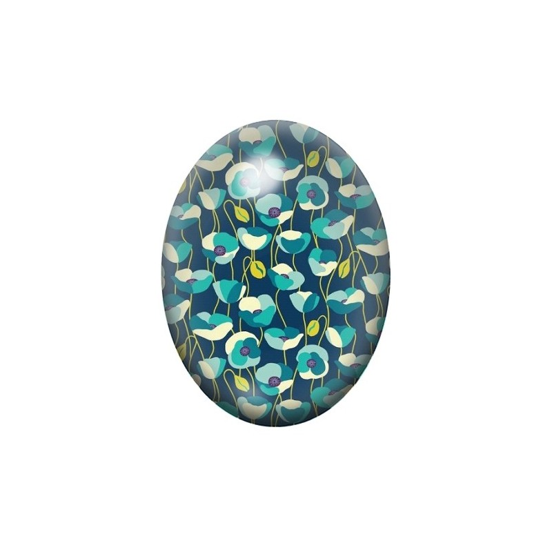 Cabochon en Verre Illustré Fleurs 13x18, 18x25 ou 30x40mm
