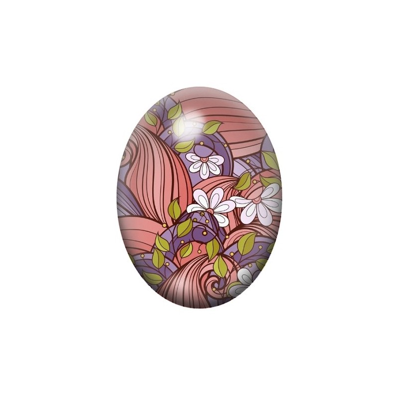 Cabochon en Verre Illustré Fleurs 13x18, 18x25 ou 30x40mm