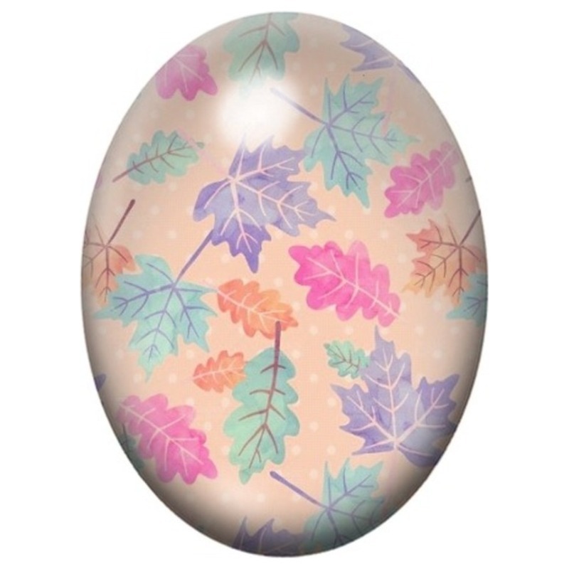 Cabochon en Verre Illustré Feuilles d’Automne Pastel 13x18, 18x25 ou 30x40mm