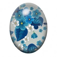 Cabochon en Verre Illustré Fleurs Bleues et Blanches Japonaises 13x18, 18x25 ou 30x40mm pour la création de bijoux fantaisie - D