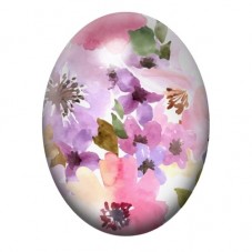 Cabochon en Verre Illustré Fleurs Aquarelle Roses et Mauves 13x18, 18x25 ou 30x40mm pour la création de bijoux fantaisie - DIY