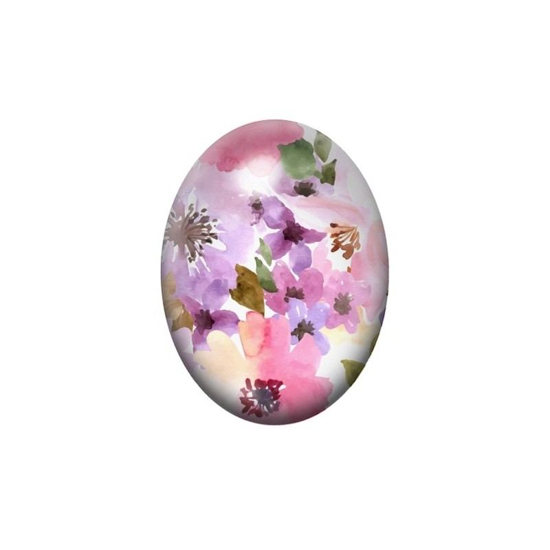 Cabochon en Verre Illustré Fleurs 13x18, 18x25 ou 30x40mm