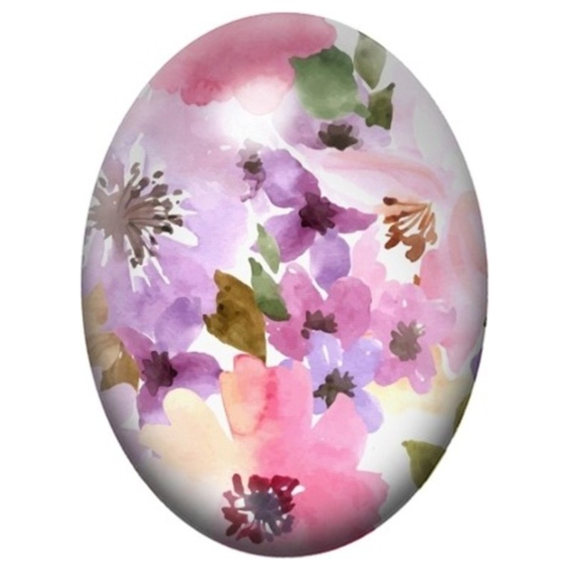 Cabochon en Verre Illustré Fleurs Aquarelle Roses et Mauves 13x18, 18x25 ou 30x40mm