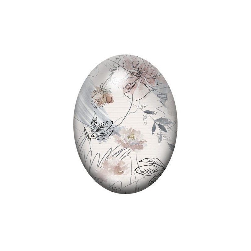 Cabochon en Verre Illustré Fleurs 13x18, 18x25 ou 30x40mm