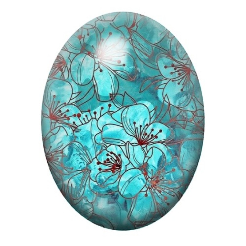 Cabochon en Verre Illustré Fleurs 13x18, 18x25 ou 30x40mm