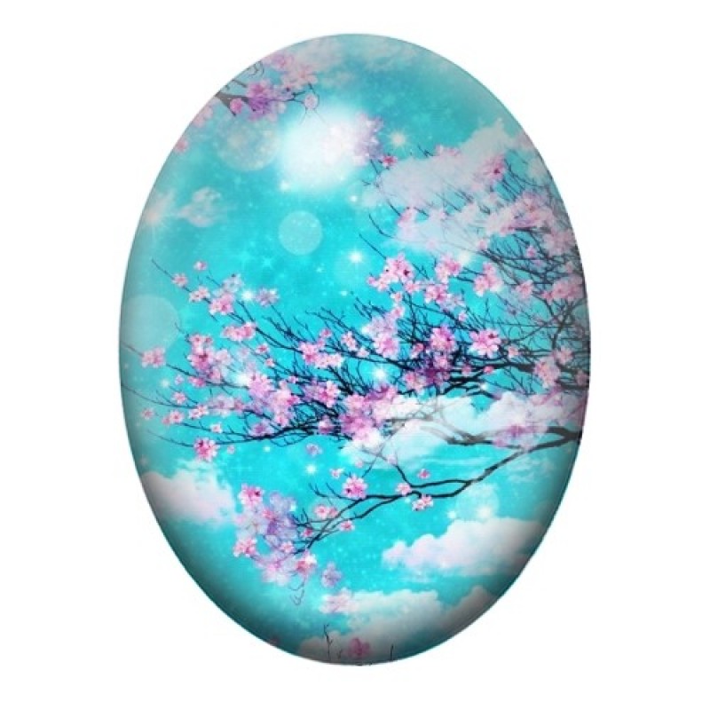 Cabochon en Verre Illustré Fleurs 13x18, 18x25 ou 30x40mm