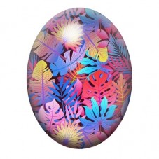 Cabochon en Verre Illustré Feuillage Tropical Pop Multicolore 13x18, 18x25 ou 30x40mm pour la création de bijoux fantaisie - DIY