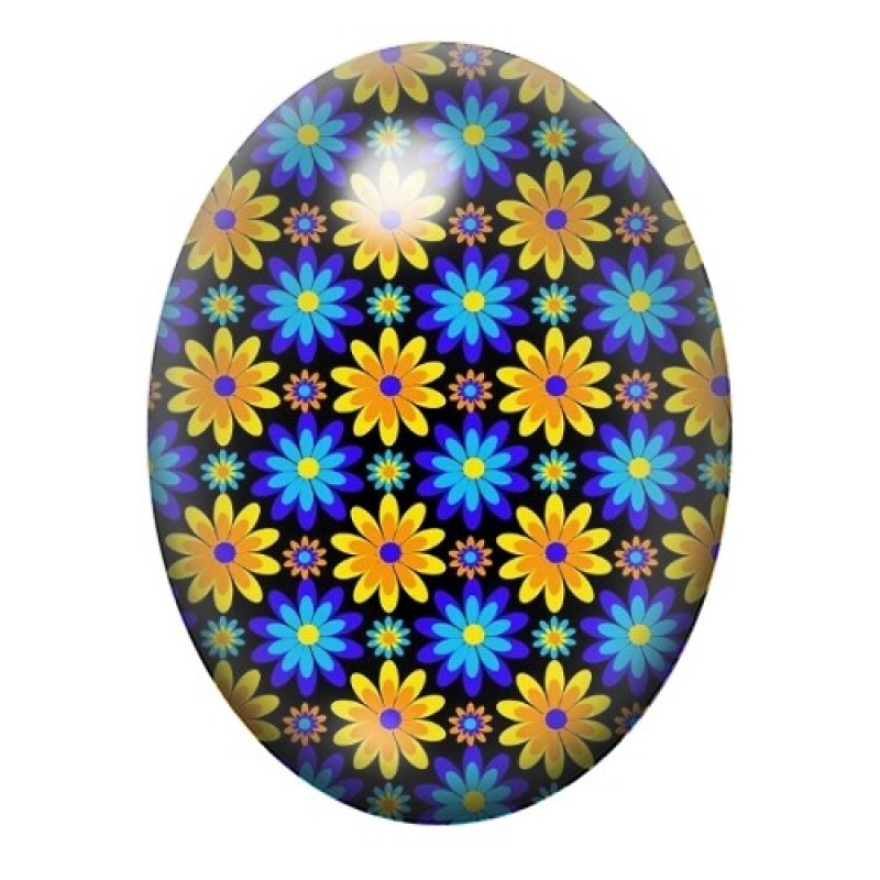 Cabochon en Verre Illustré Fleurs 13x18, 18x25 ou 30x40mm