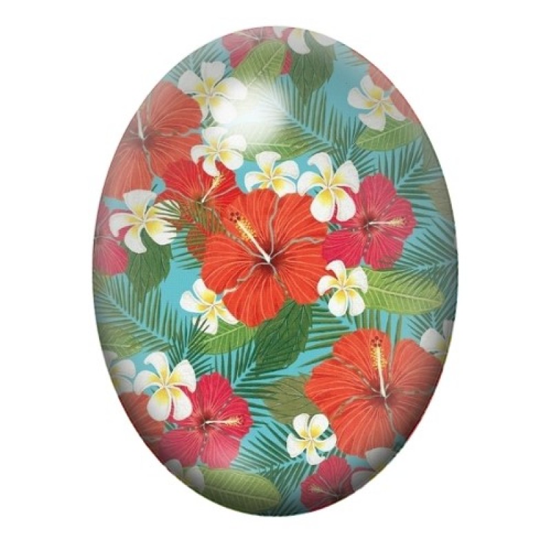 Cabochon en Verre Illustré Fleurs 13x18, 18x25 ou 30x40mm