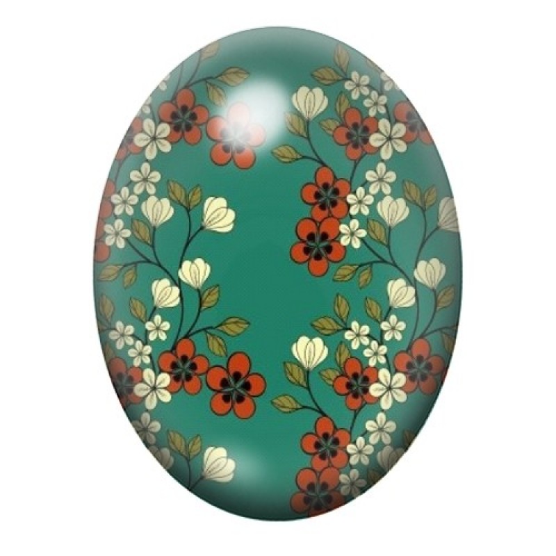 Cabochon en Verre Illustré Fleurs 13x18, 18x25 ou 30x40mm