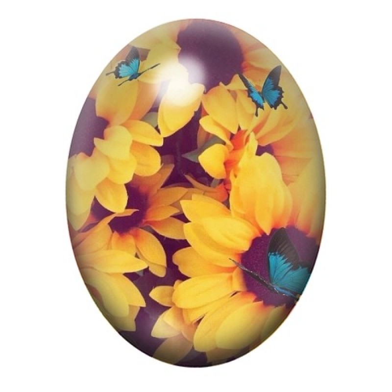 Cabochon en Verre Illustré Fleurs 13x18, 18x25 ou 30x40mm