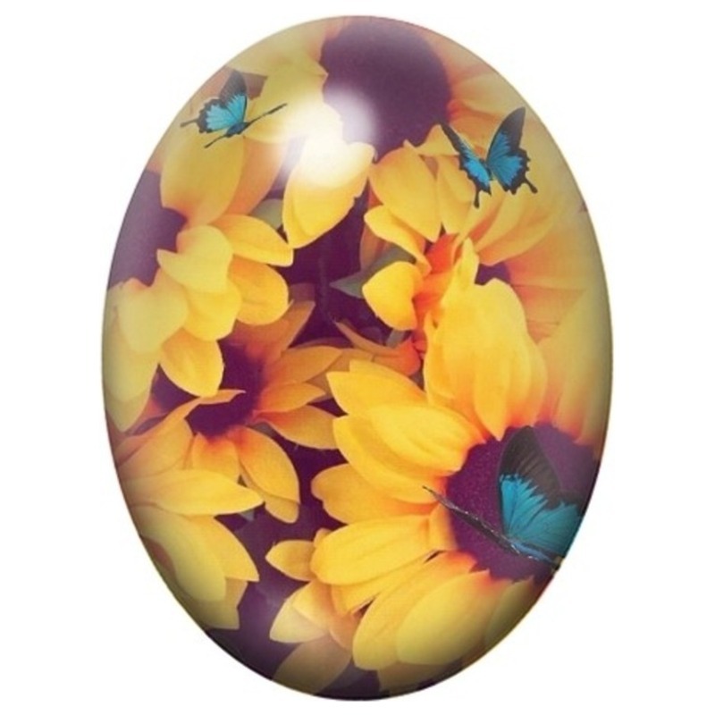 Cabochon en Verre Illustré Tournesols Jaunes au Crépuscule 13x18, 18x25 ou 30x40mm