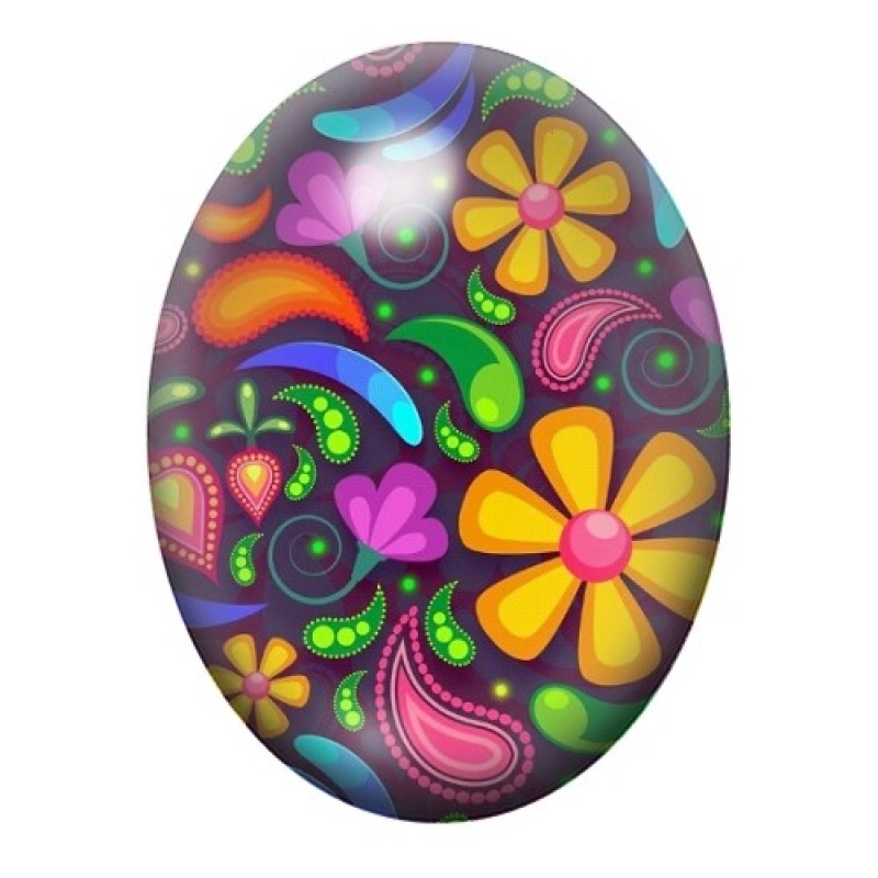 Cabochon en Verre Illustré Fleurs 13x18, 18x25 ou 30x40mm