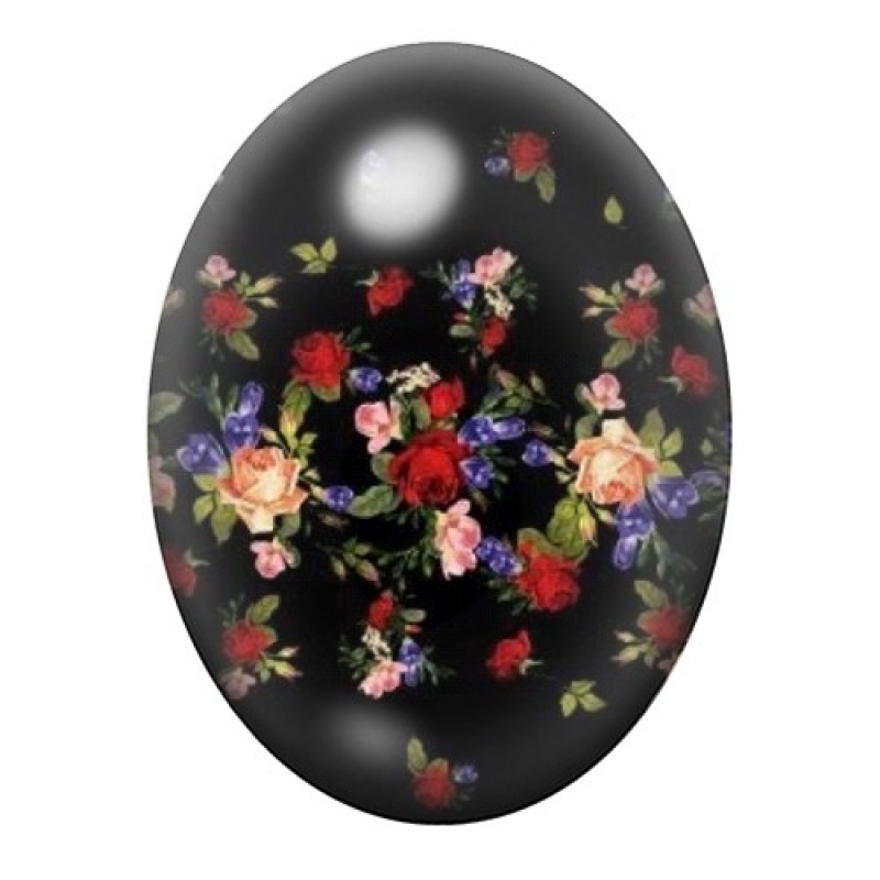 Cabochon en Verre Illustré Fleurs 13x18, 18x25 ou 30x40mm