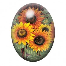 Cabochon en Verre Illustré Bouquet de Tournesols et Marguerites 13x18, 18x25 ou 30x40mm pour la création de bijoux fantaisie - D