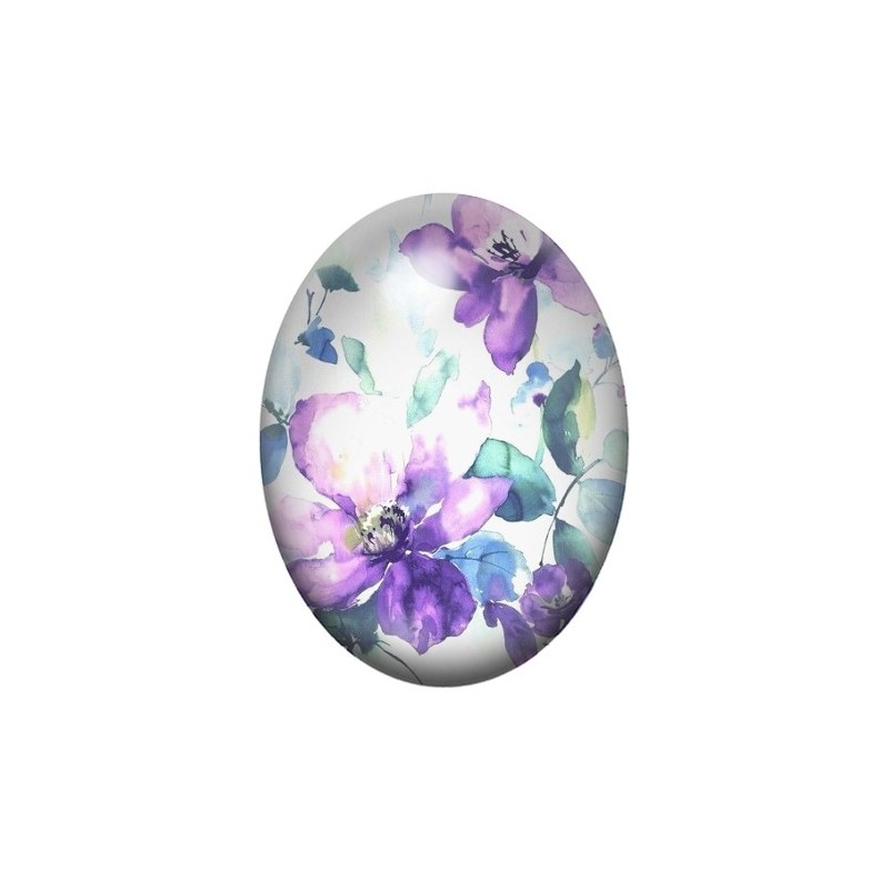 Cabochon en Verre Illustré Fleurs 13x18, 18x25 ou 30x40mm