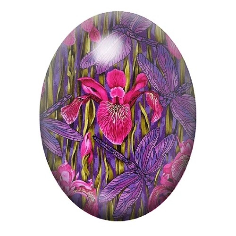 Cabochon en Verre Illustré Fleurs 13x18, 18x25 ou 30x40mm