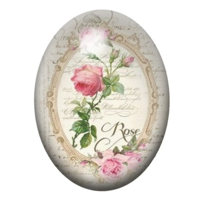 Cabochon en Verre Illustré Fleurs 13x18, 18x25 ou 30x40mm