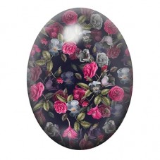 Cabochon en Verre Illustré Roses Roses sur Fond Anthracite 13x18, 18x25 ou 30x40mm pour la création de bijoux fantaisie - DIY
