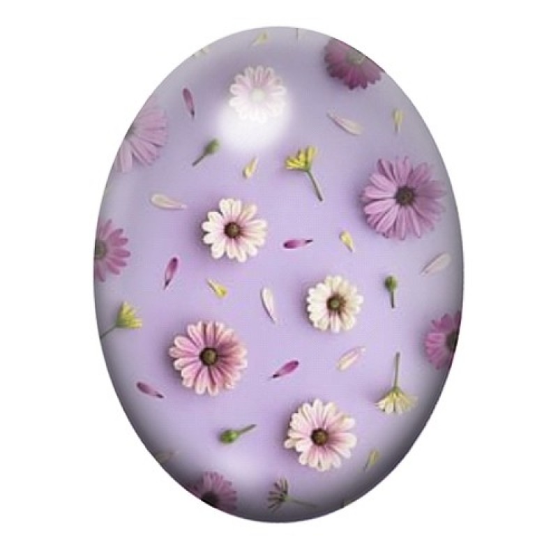 Cabochon en Verre Illustré Fleurs 13x18, 18x25 ou 30x40mm