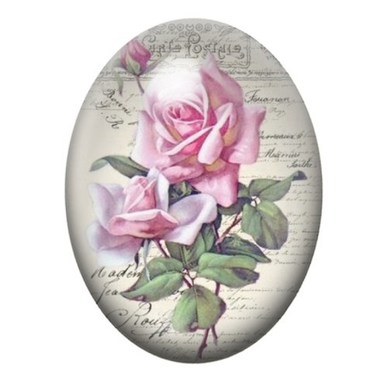 Cabochon en Verre Illustré Fleurs 13x18, 18x25 ou 30x40mm