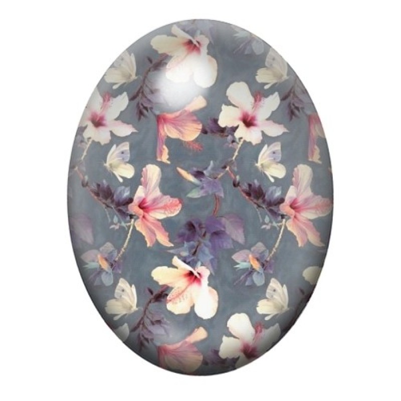 Cabochon en Verre Illustré Fleurs 13x18, 18x25 ou 30x40mm