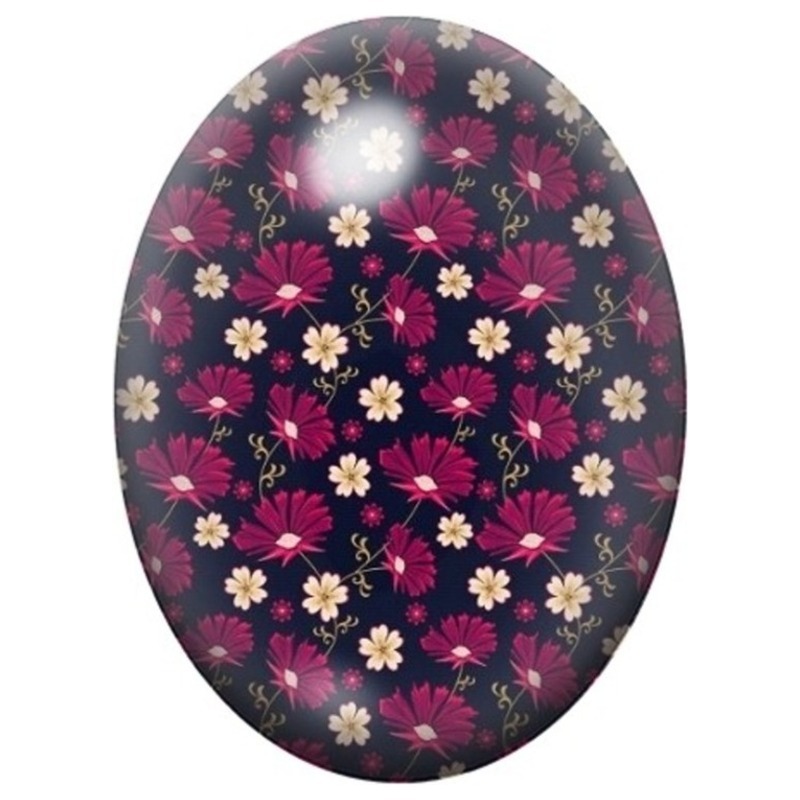 Cabochon en Verre Illustré Petites Fleurs Roses sur Fond Bleu Nuit 13x18, 18x25 ou 30x40mm