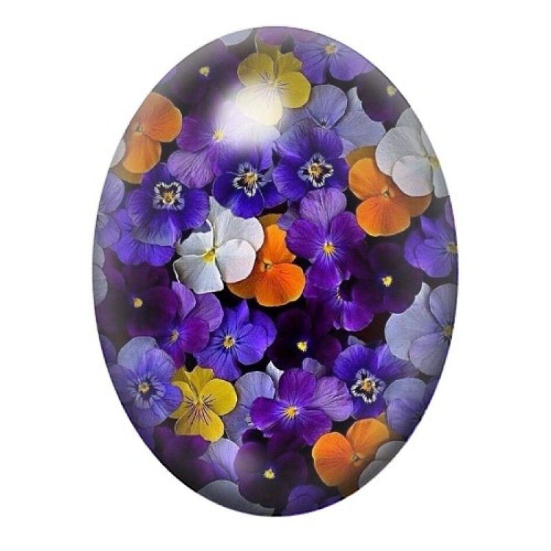 Cabochon en Verre Illustré Fleurs 13x18, 18x25 ou 30x40mm