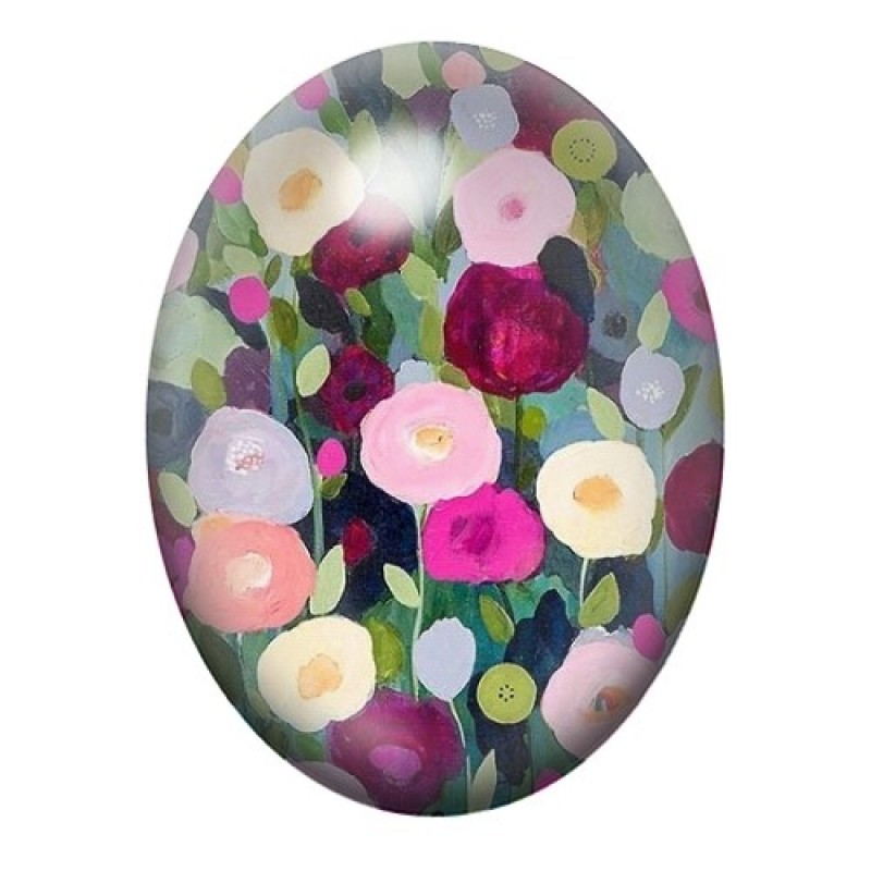 Cabochon en Verre Illustré Fleurs 13x18, 18x25 ou 30x40mm