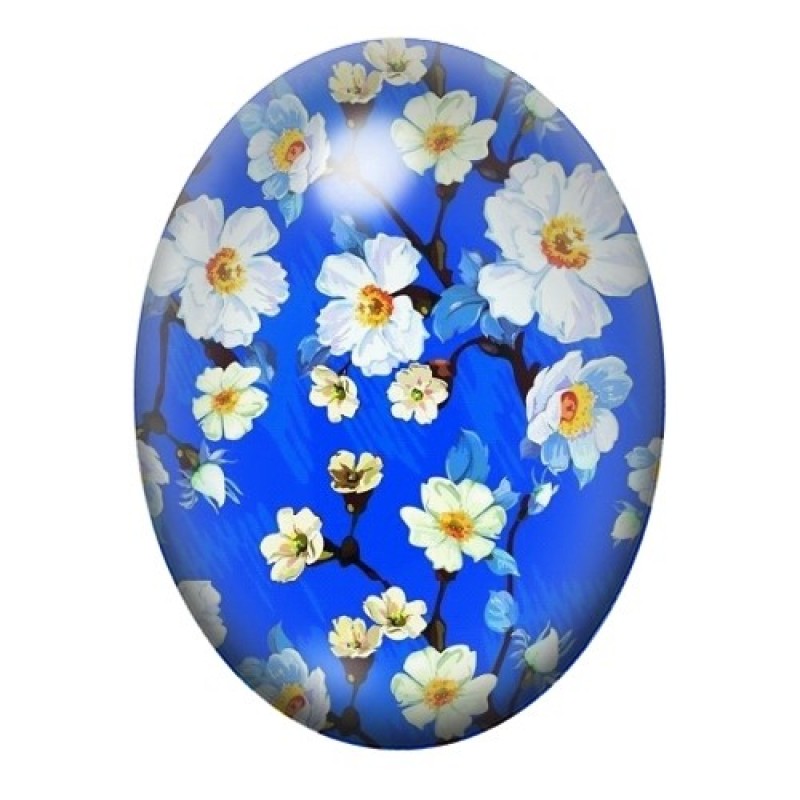 Cabochon en Verre Illustré Fleurs 13x18, 18x25 ou 30x40mm