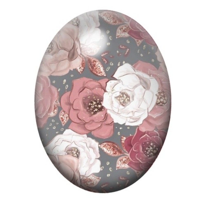 Cabochon en Verre Illustré Fleurs 13x18, 18x25 ou 30x40mm
