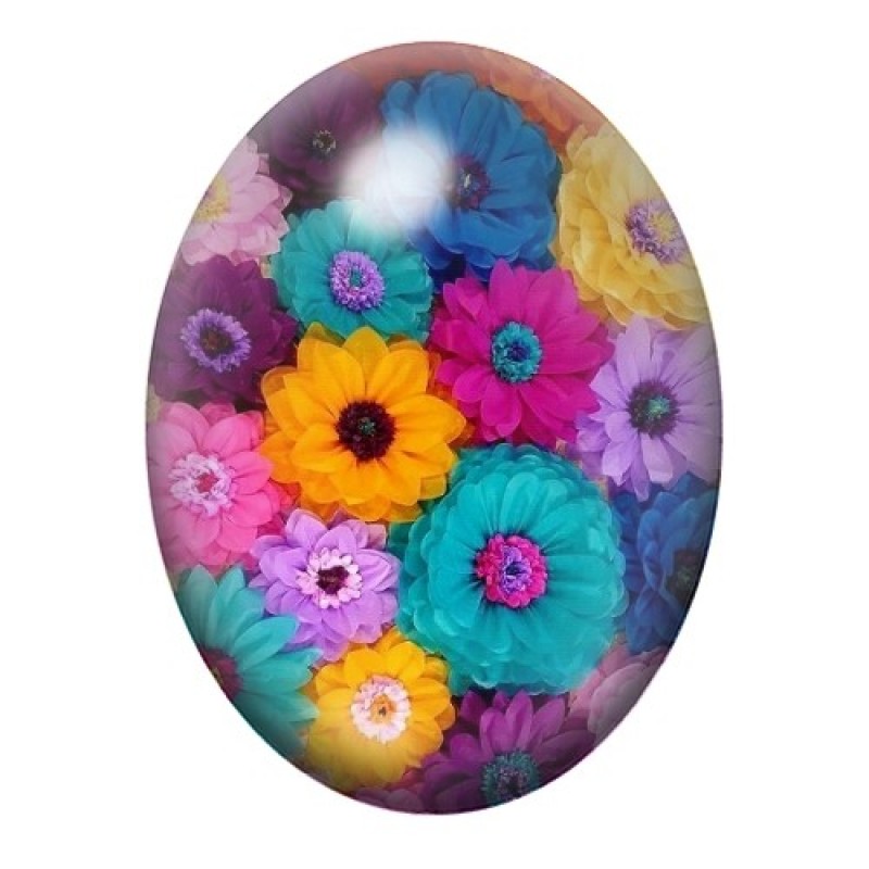 Cabochon en Verre Illustré Fleurs 13x18, 18x25 ou 30x40mm