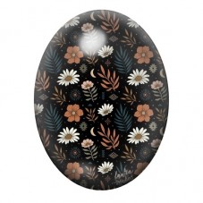 Cabochon en Verre Illustré Fleurs 13x18, 18x25 ou 30x40mm pour la Création de Bijoux Fantaisie - DIY