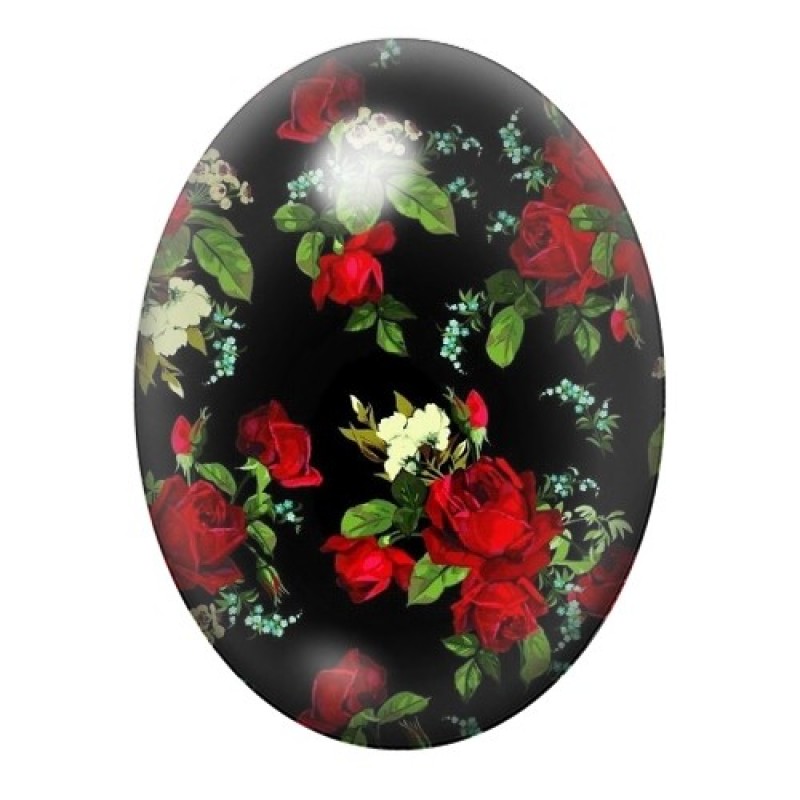 Cabochon en Verre Illustré Fleurs 13x18, 18x25 ou 30x40mm